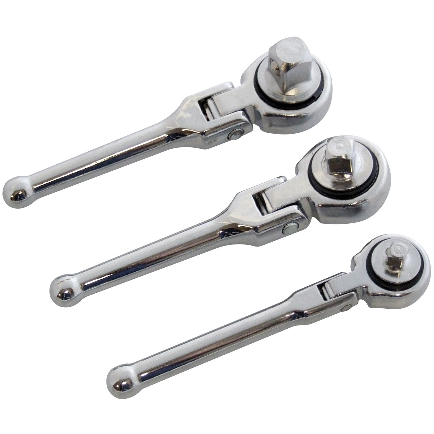 Titan Tools 11076 3/8" Drive Round Swivel Head Ratchet – 8-3/4" Long, Flex Head