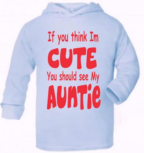 Think I/'m Cute See My Auntie Cute Present Baby New Born Gift Supersoft Baby Hoo