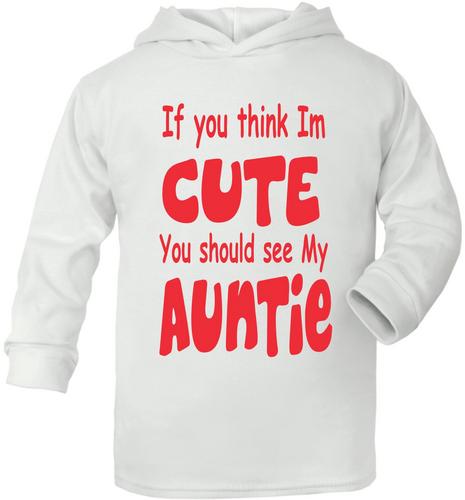 Think I/'m Cute See My Auntie Cute Present Baby New Born Gift Supersoft Baby Hoo