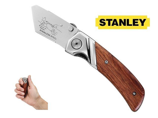 Stanley Wooden Handle Grip Folding Pocket Knife Utility 