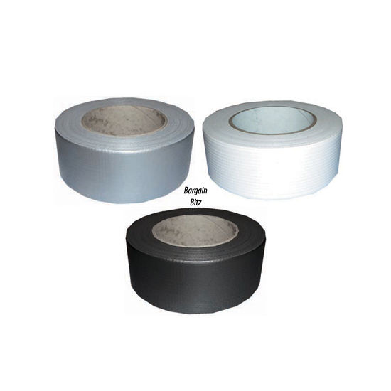 ASSORTED 12 X SILVER + BLACK + WHITE 50m x 50mtr DUCT GAFFER GAFFA TAPE  T5S,B,W