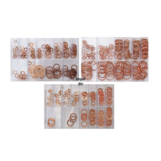 3 X ASSORTED BOXS COPPER WASHERS METRIC + IMPERIAL + SEALING WASHER AT109,66,75