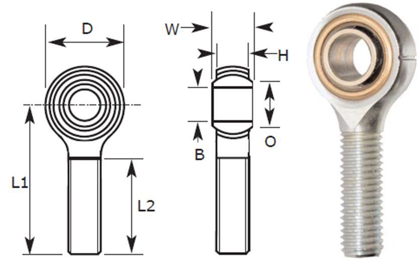 14mm Male Rod End Bearing Left Hand Thread M14X2.00 14mm Rose Joint L//Hand