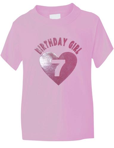 Birthday Girl Age 7 Seven Girls Kids T-Shirt In Glitter Birthday Gift ...