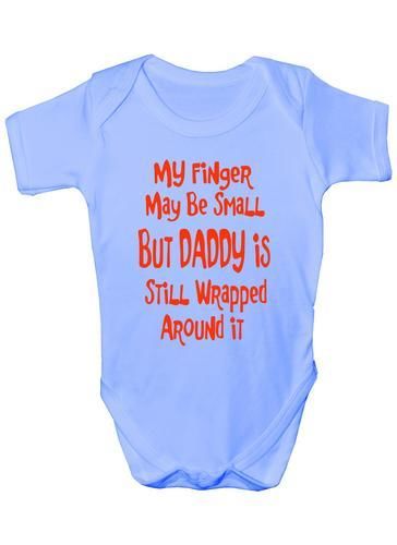 My Finger May Be Small Dad Wrapped Babygrow Vest Baby Clothing Funny Gift